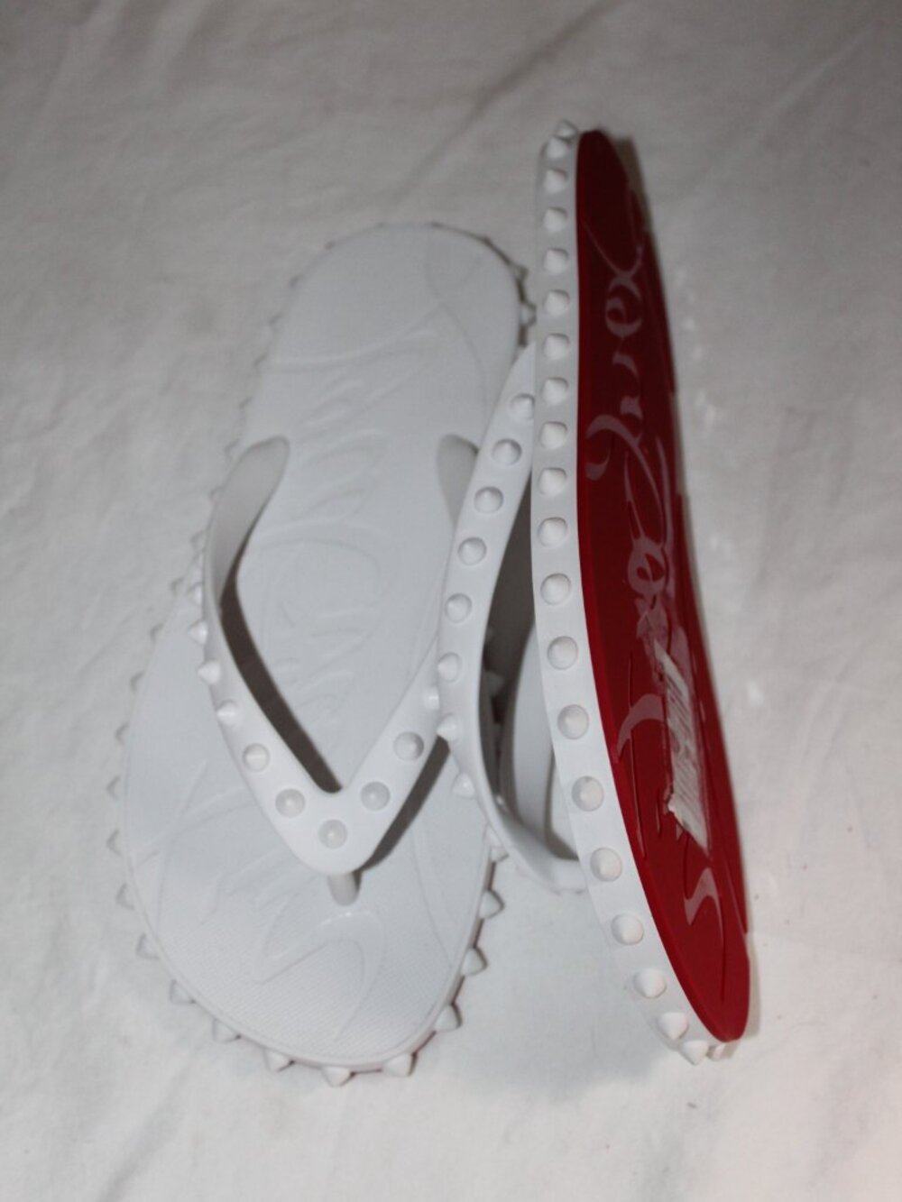 NWB Christian Louboutin Super Loubi Flip Flops Spiked Sandals Slip Ons Slide 39 - Picture 2 of 7